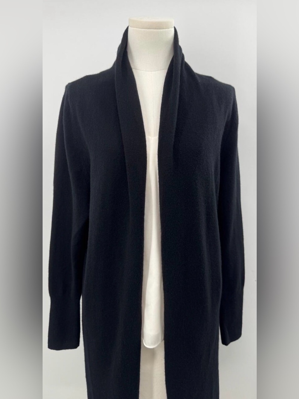 Quince 100% Cashmere Black Duster Sweater Long Open Cardigan